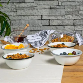 16cm White Enamel Bowls - Pack of Four - By Argon Tableware