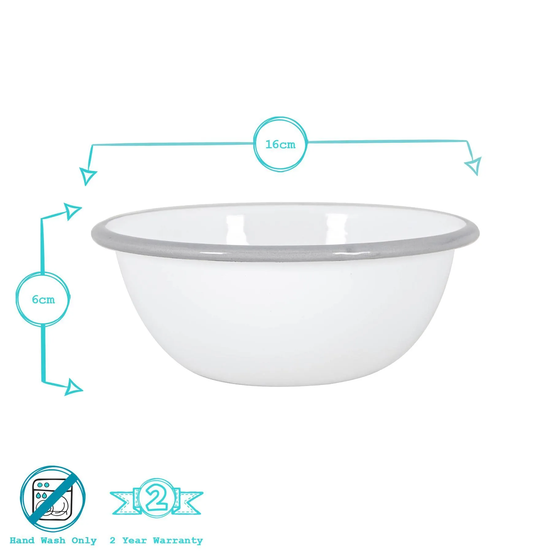 16cm White Enamel Bowls - Pack of Four - By Argon Tableware