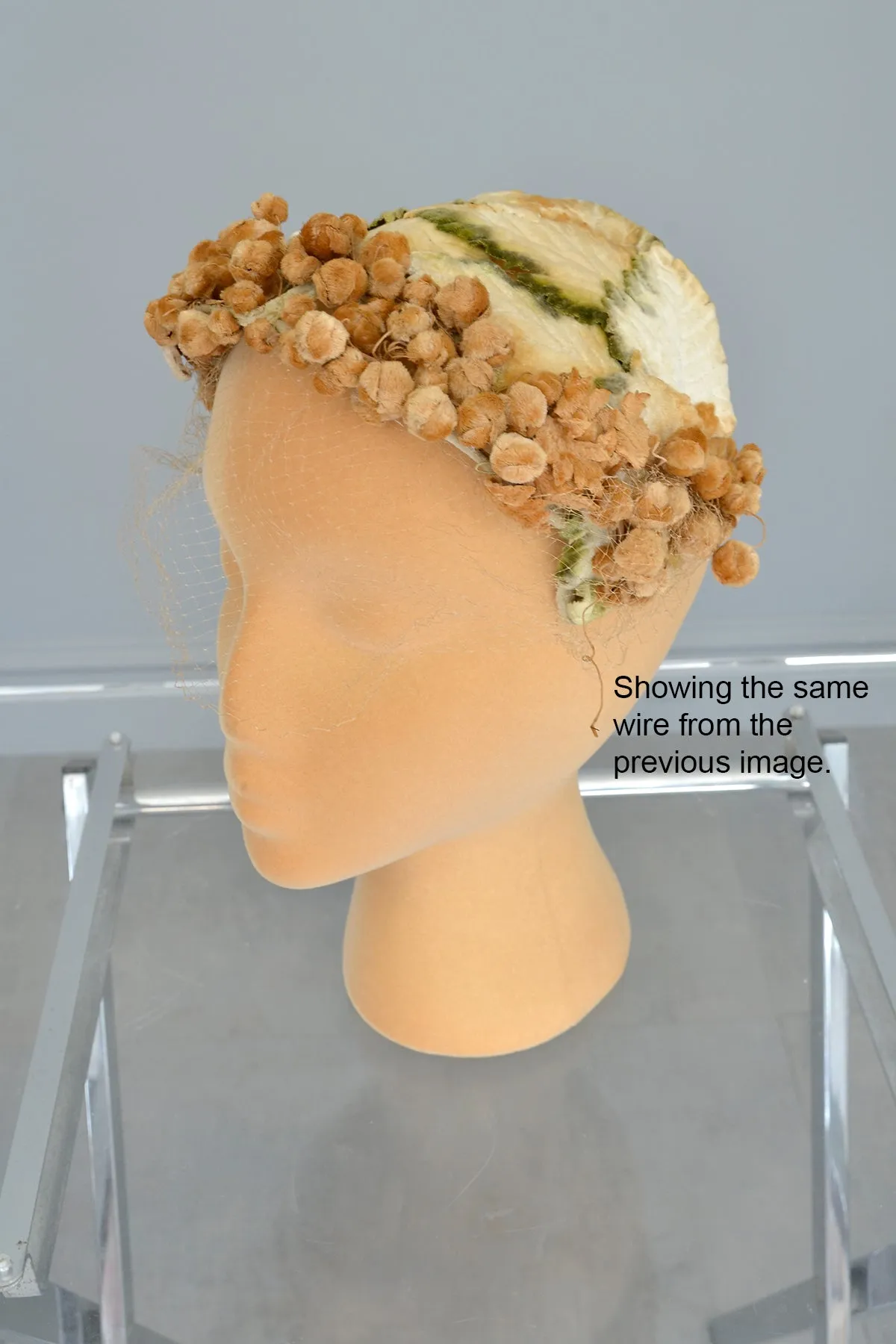 1950s Golden Velvet Leaves and 'Seeds' Hat Fascinator