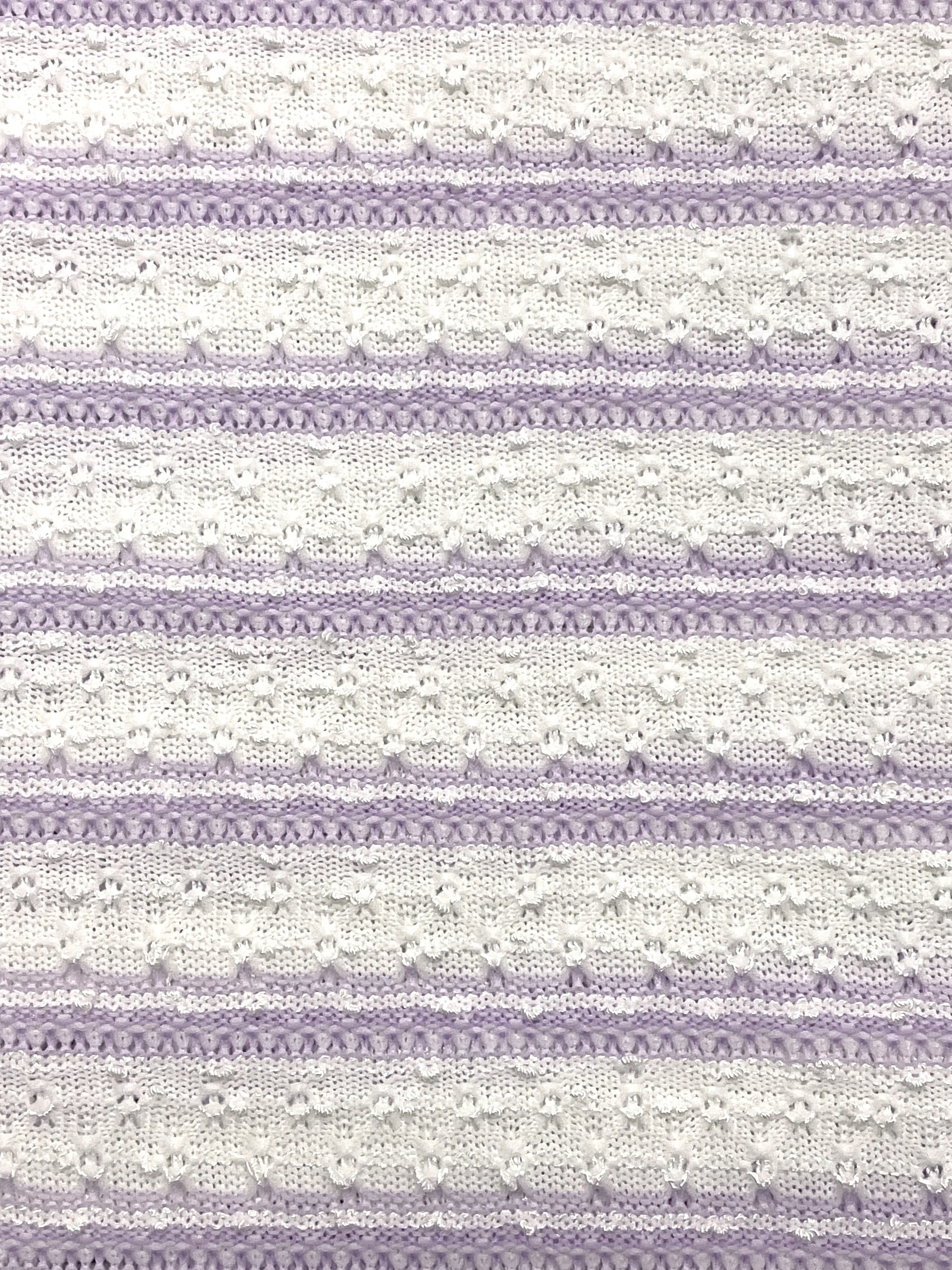 2 3/4 YD Nylon Yarn-Dyed Striped Knit Vintage - White Texture with Lavender