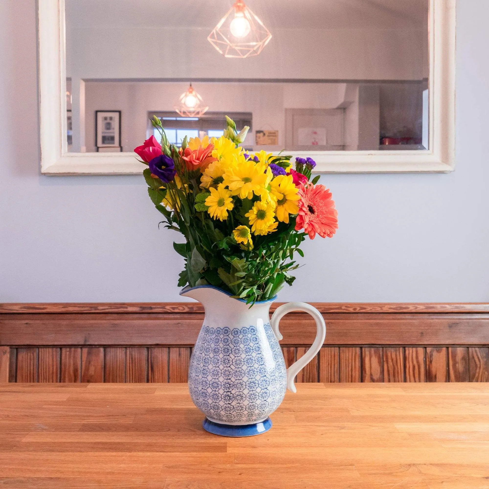 2.2L Navy Hand Printed Stoneware Jug - By Nicola Spring