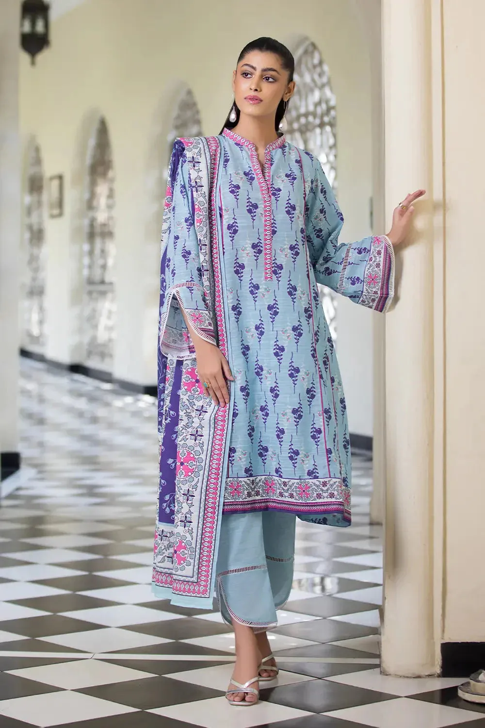 3PC Printed Unstitched Khaddar Suit KKH-2869