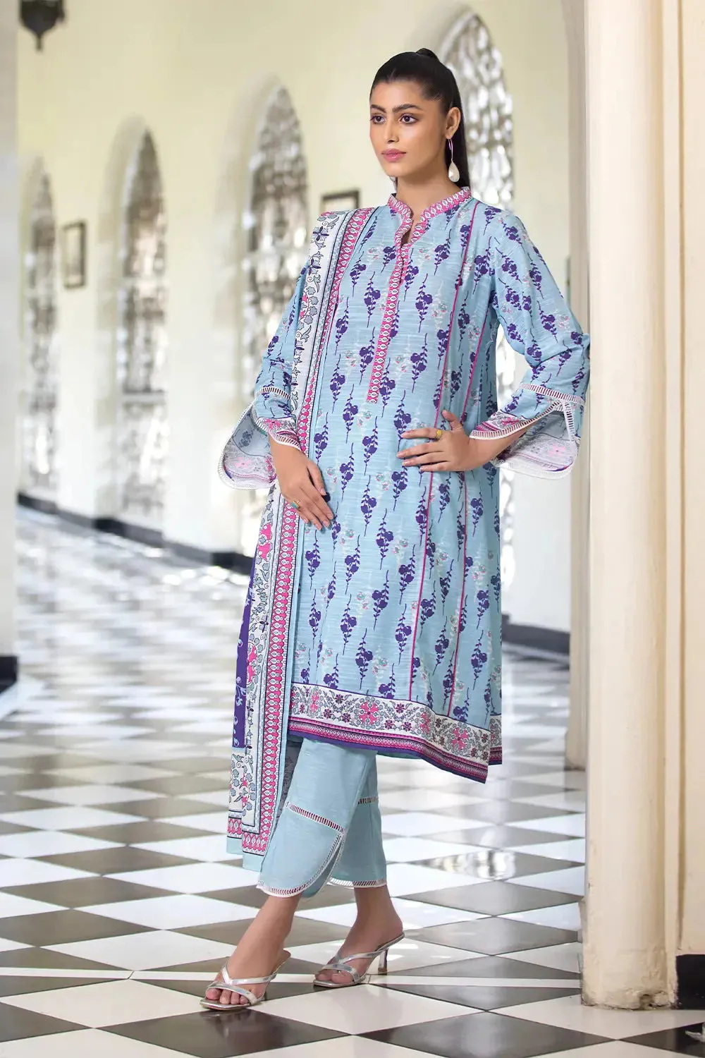 3PC Printed Unstitched Khaddar Suit KKH-2869