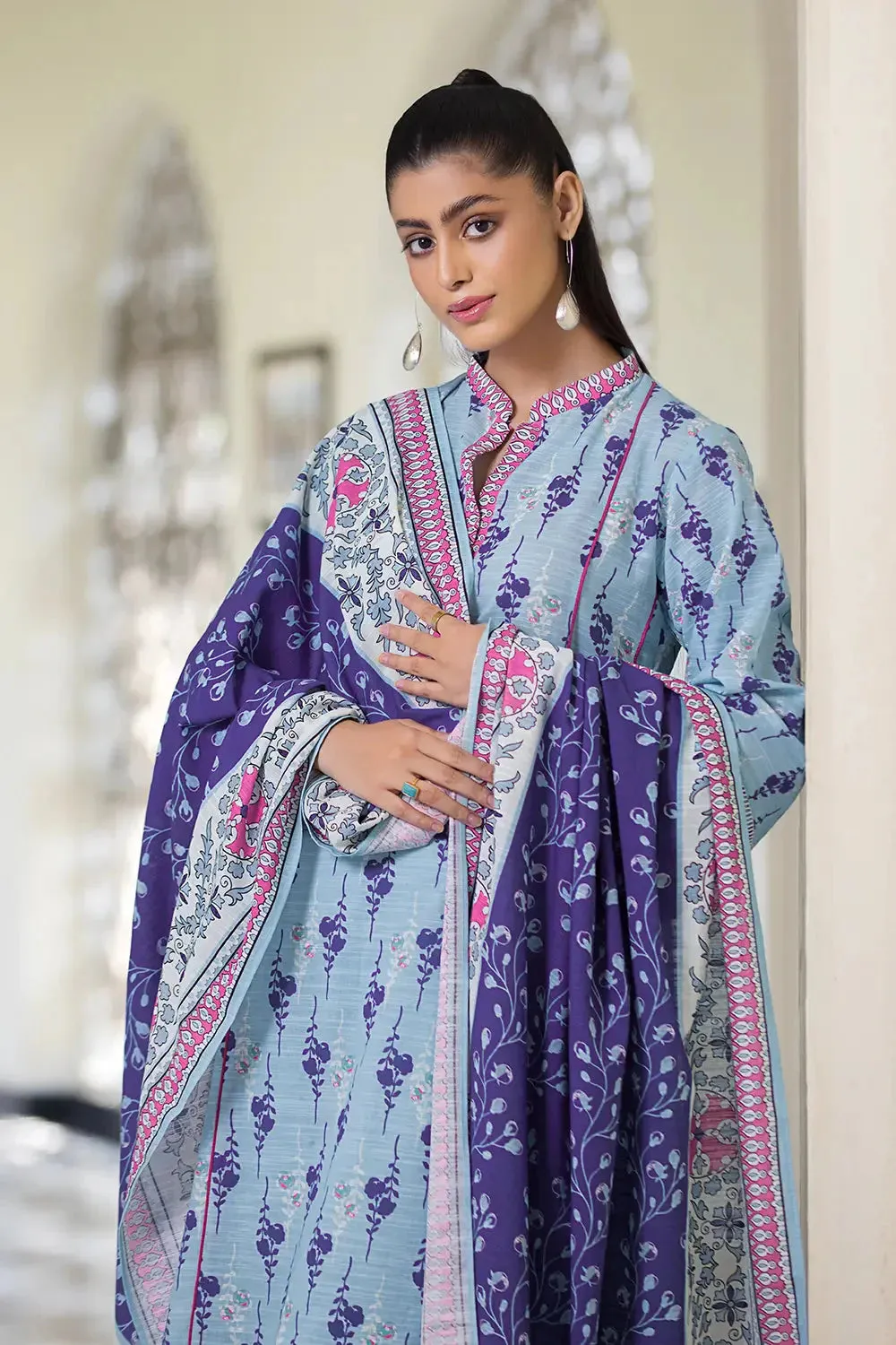 3PC Printed Unstitched Khaddar Suit KKH-2869