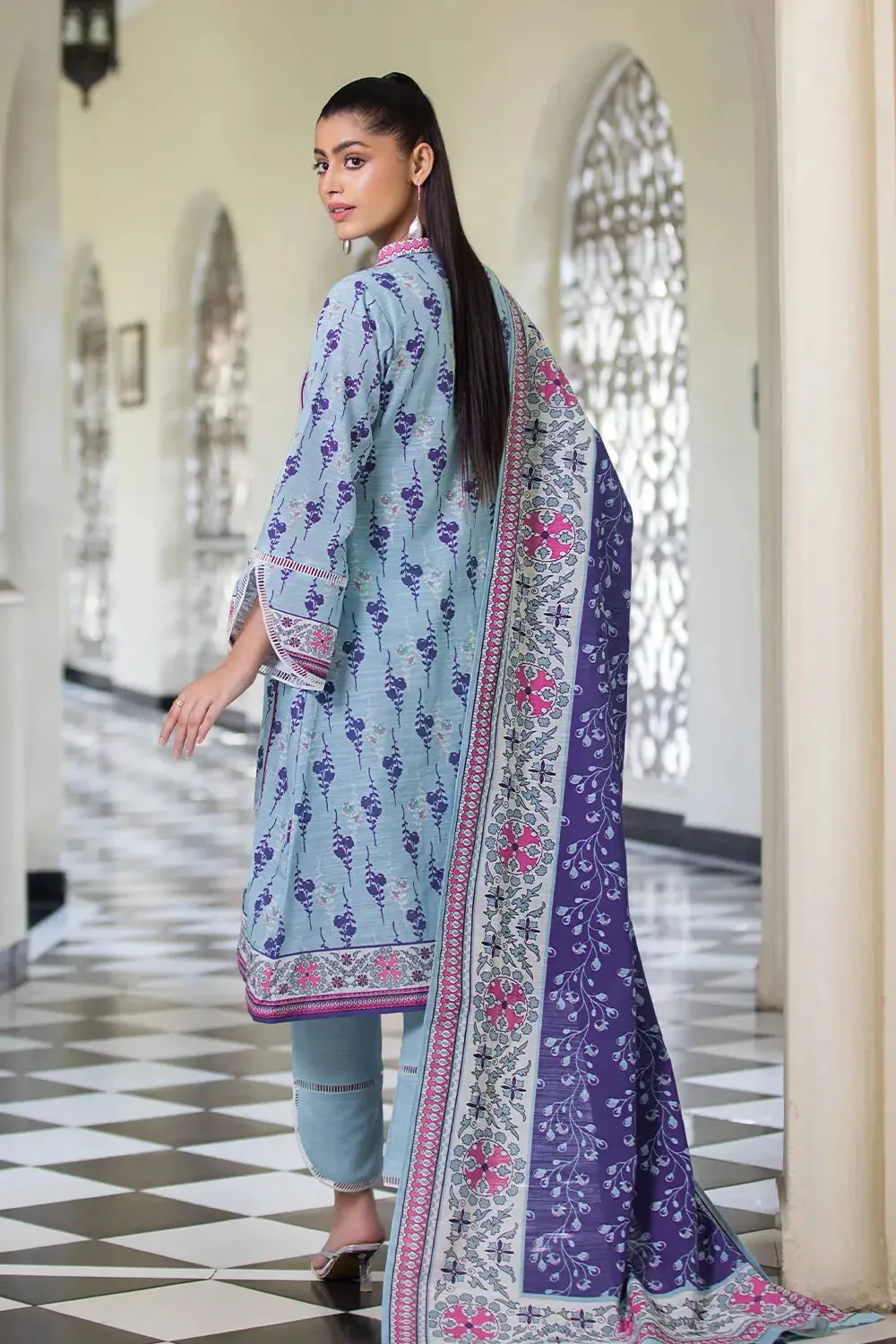 3PC Printed Unstitched Khaddar Suit KKH-2869