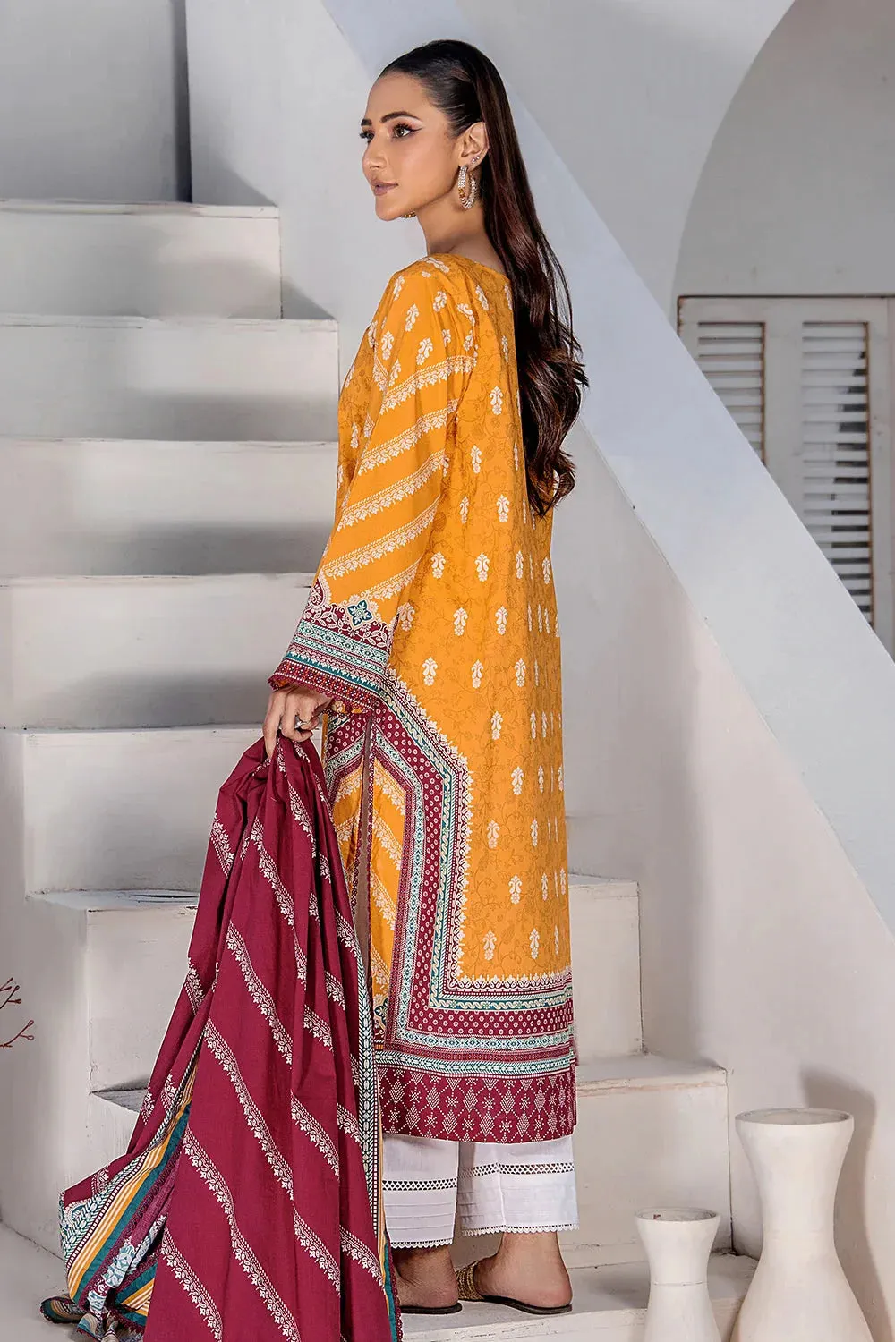 3PC Printed Unstitched Lawn Suit KLA-2427