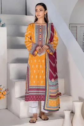 3PC Printed Unstitched Lawn Suit KLA-2427