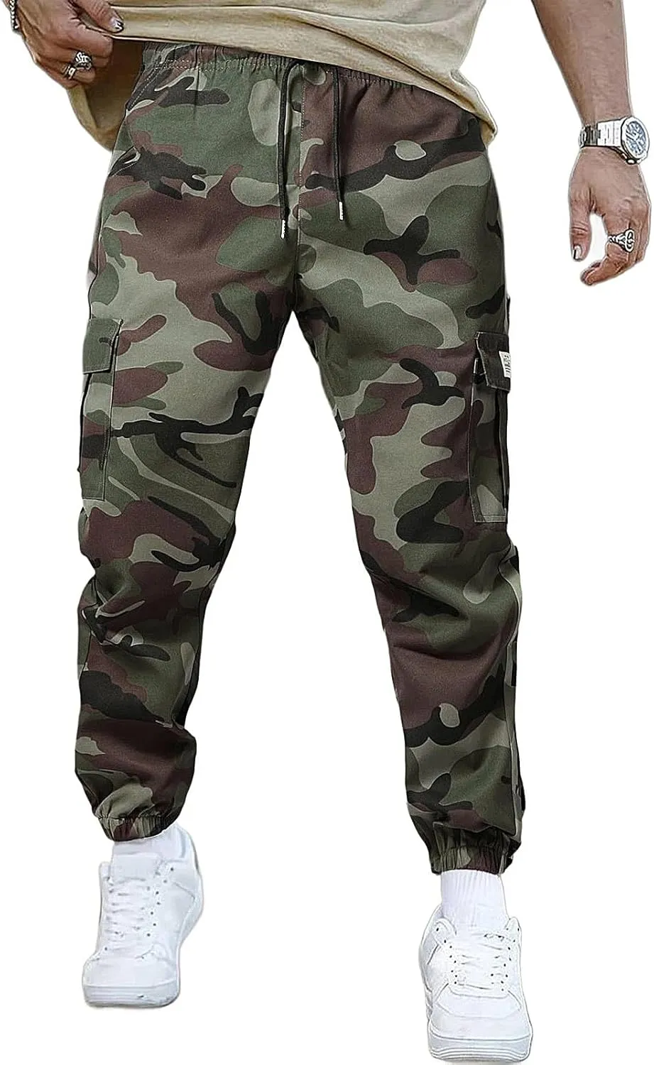 ADHOWBEW Mens Tactical Pants Stretch Construction Work Big and Tall Waterproof Pockets Joggers