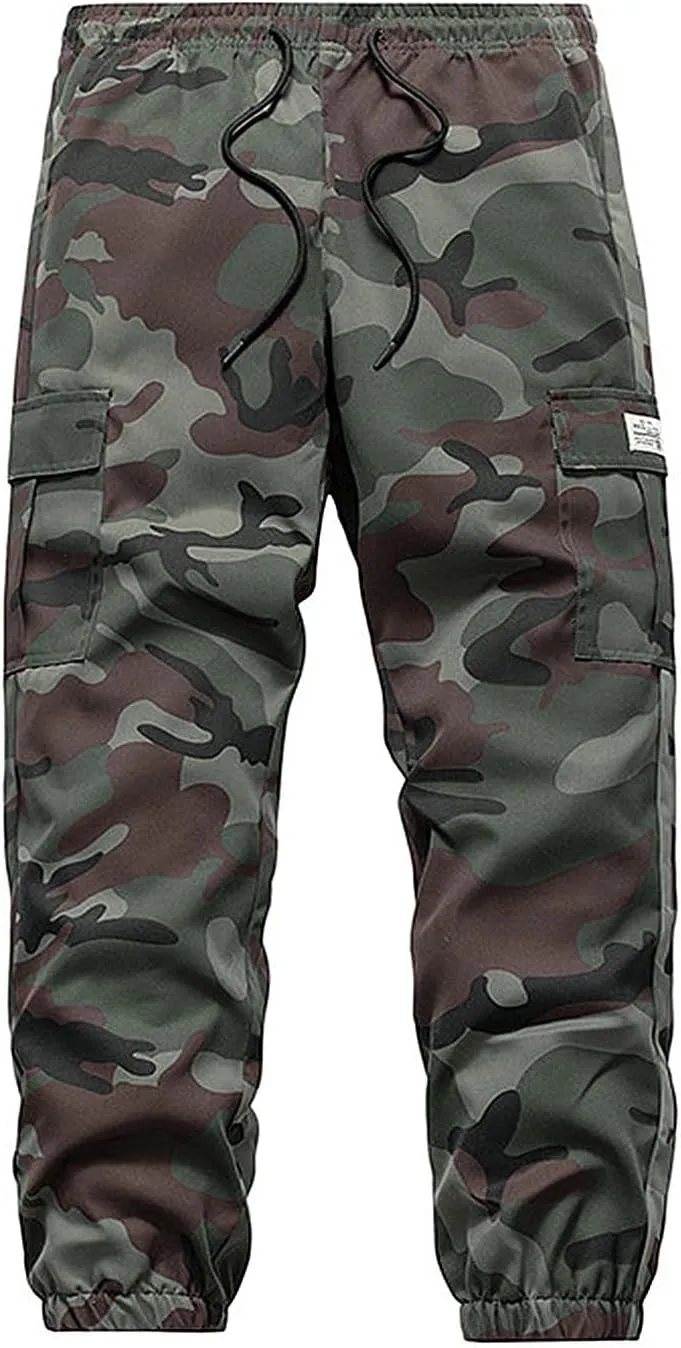 ADHOWBEW Mens Tactical Pants Stretch Construction Work Big and Tall Waterproof Pockets Joggers