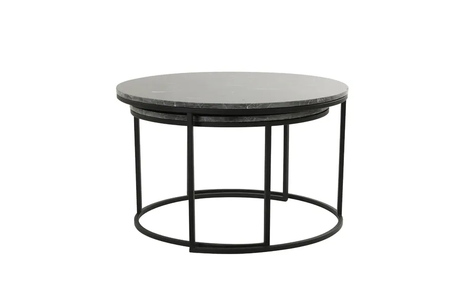 Alfio Coffee Table - Brown Marble & Black Finish