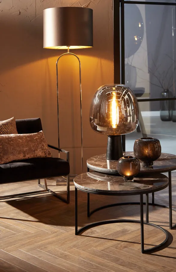 Alfio Coffee Table - Brown Marble & Black Finish
