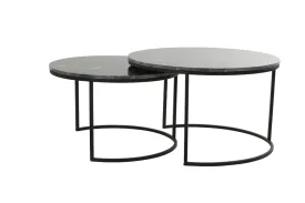 Alfio Coffee Table - Brown Marble & Black Finish