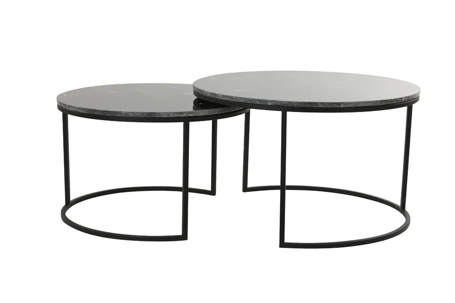 Alfio Coffee Table - Brown Marble & Black Finish