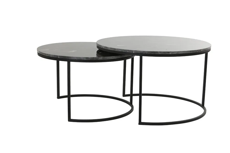 Alfio Coffee Table - Brown Marble & Black Finish