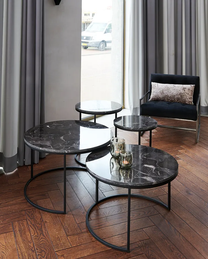 Alfio Coffee Table - Brown Marble & Black Finish