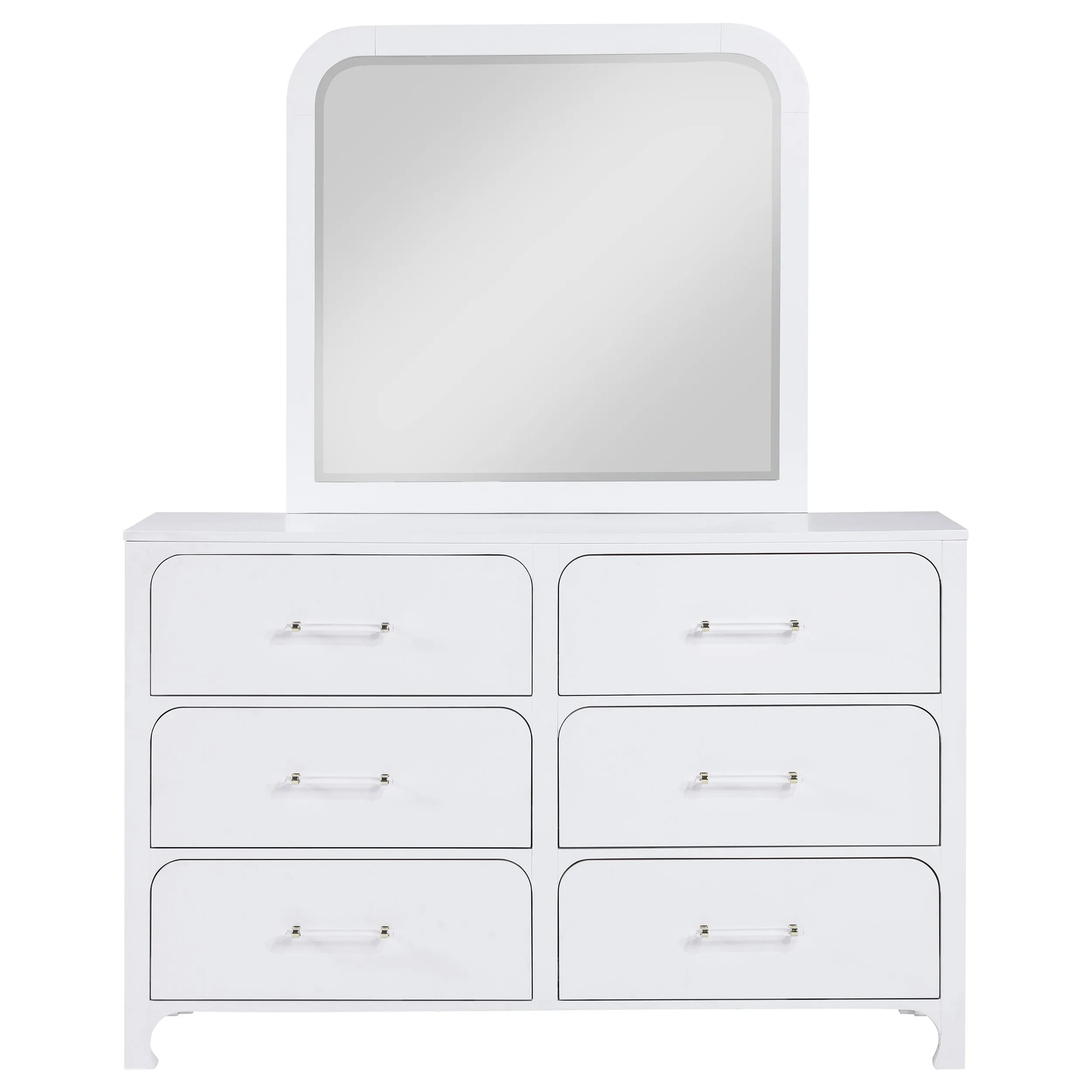 Anastasia 6-drawer Dresser with Mirror Pearl White