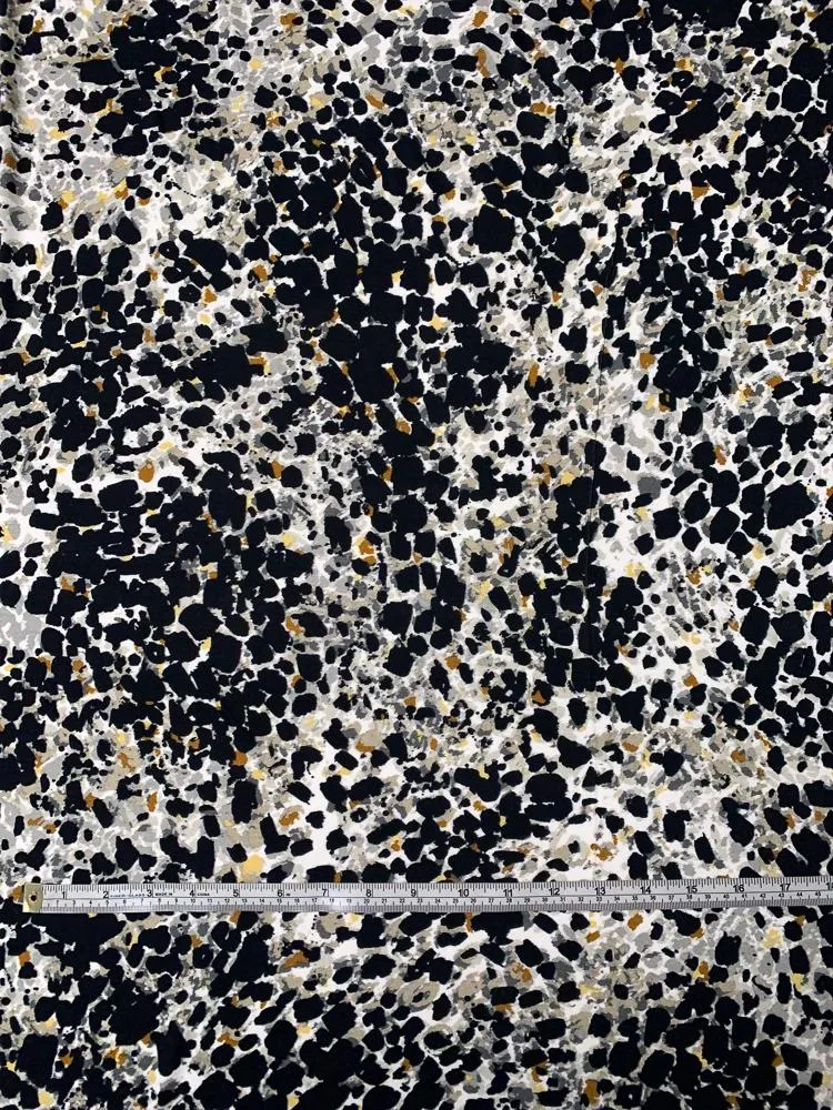 Animal Like Pattern Printed Rayon Spandex Jersey Knit - Black / White / Grey / Mustard