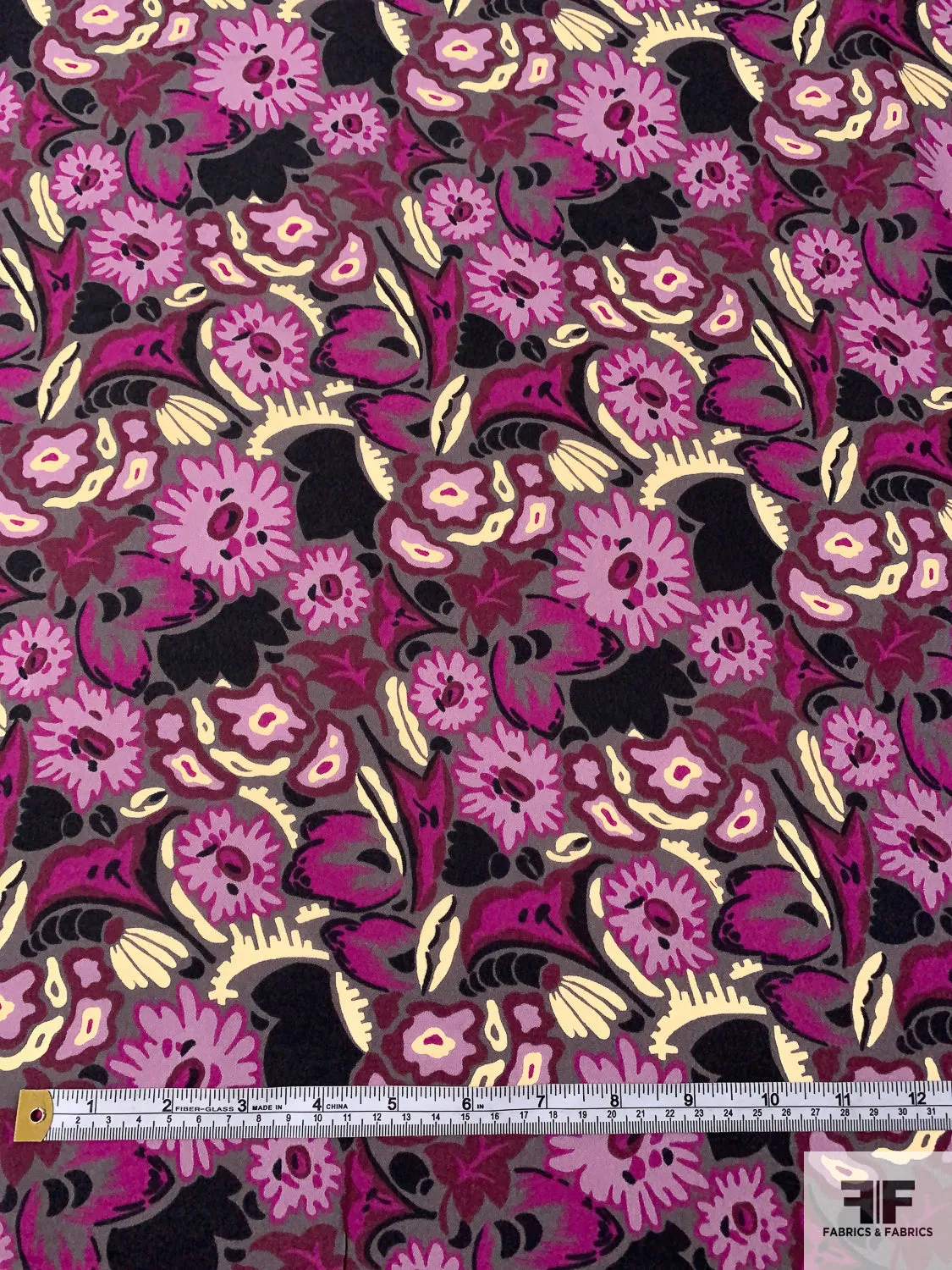 Anna Sui Playful Floral Printed Rayon Georgette - Lilac / Boysenberry / Magenta / Black / Eggnog
