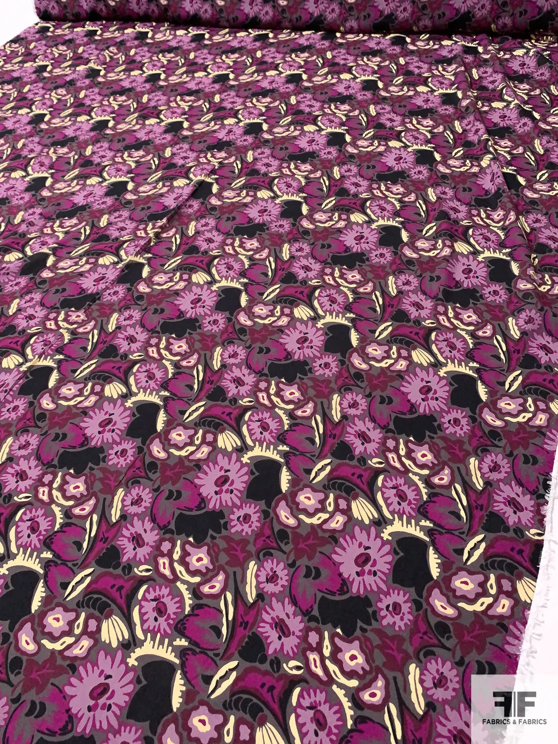 Anna Sui Playful Floral Printed Rayon Georgette - Lilac / Boysenberry / Magenta / Black / Eggnog