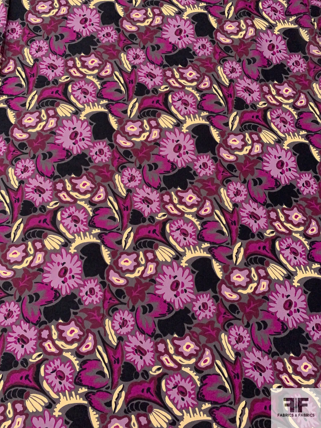 Anna Sui Playful Floral Printed Rayon Georgette - Lilac / Boysenberry / Magenta / Black / Eggnog