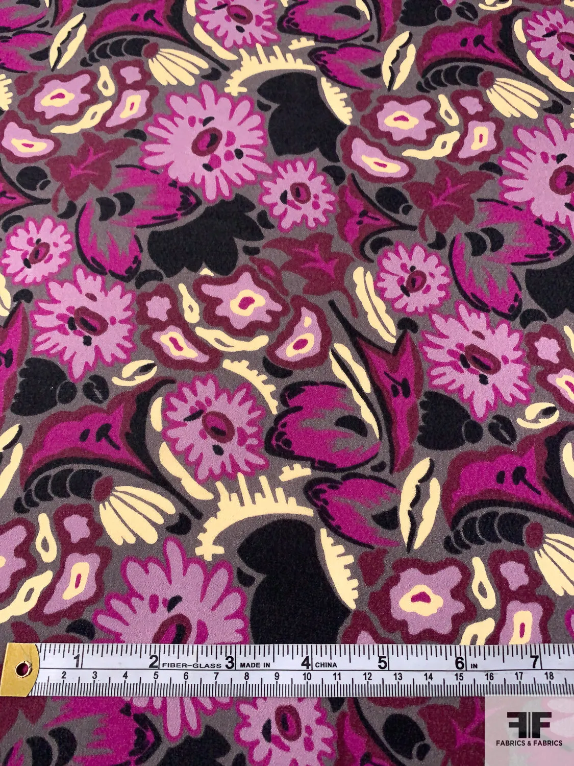 Anna Sui Playful Floral Printed Rayon Georgette - Lilac / Boysenberry / Magenta / Black / Eggnog