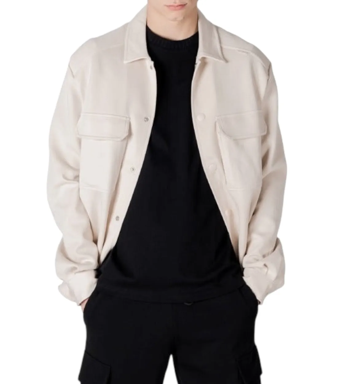 Antony Morato Beige Regular Fit Overhemd Jas Met Zakken