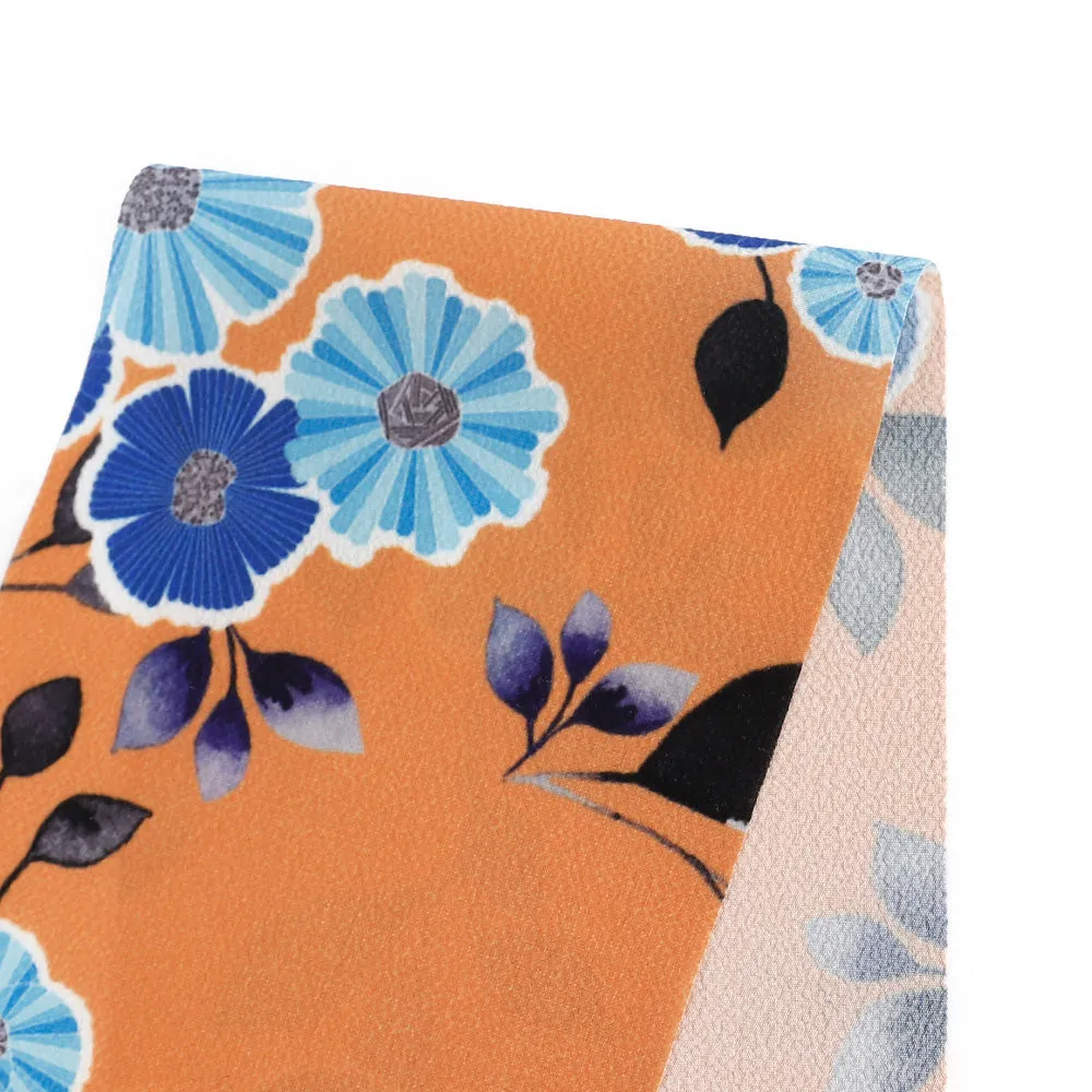 Aster Crepe - Persimmon / Blue