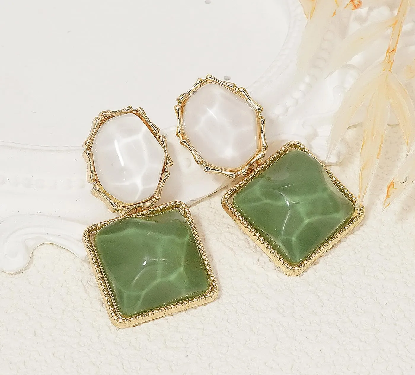 Asymmetrical Earrings for Women Boho Resin Dangle Earrings Acrylic Water Ripple Earring