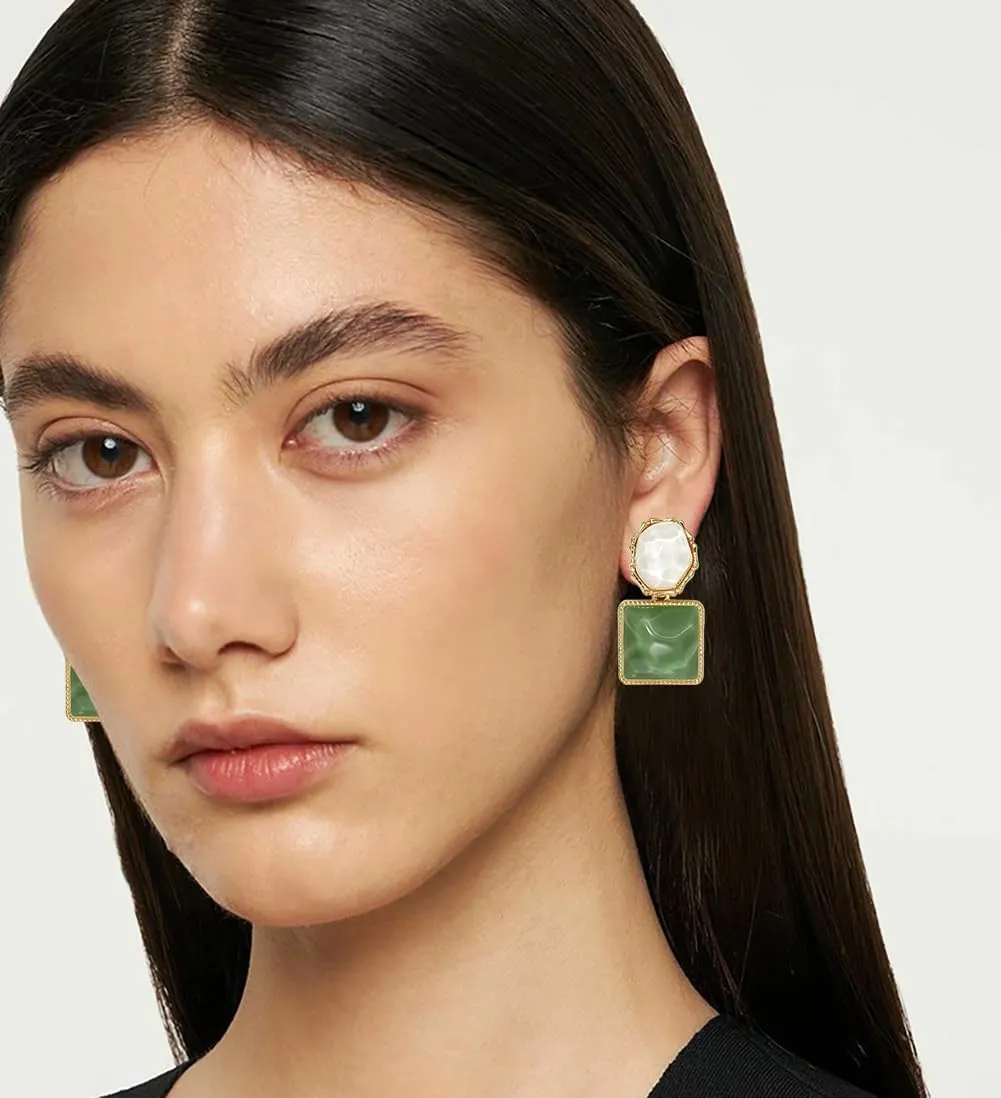 Asymmetrical Earrings for Women Boho Resin Dangle Earrings Acrylic Water Ripple Earring