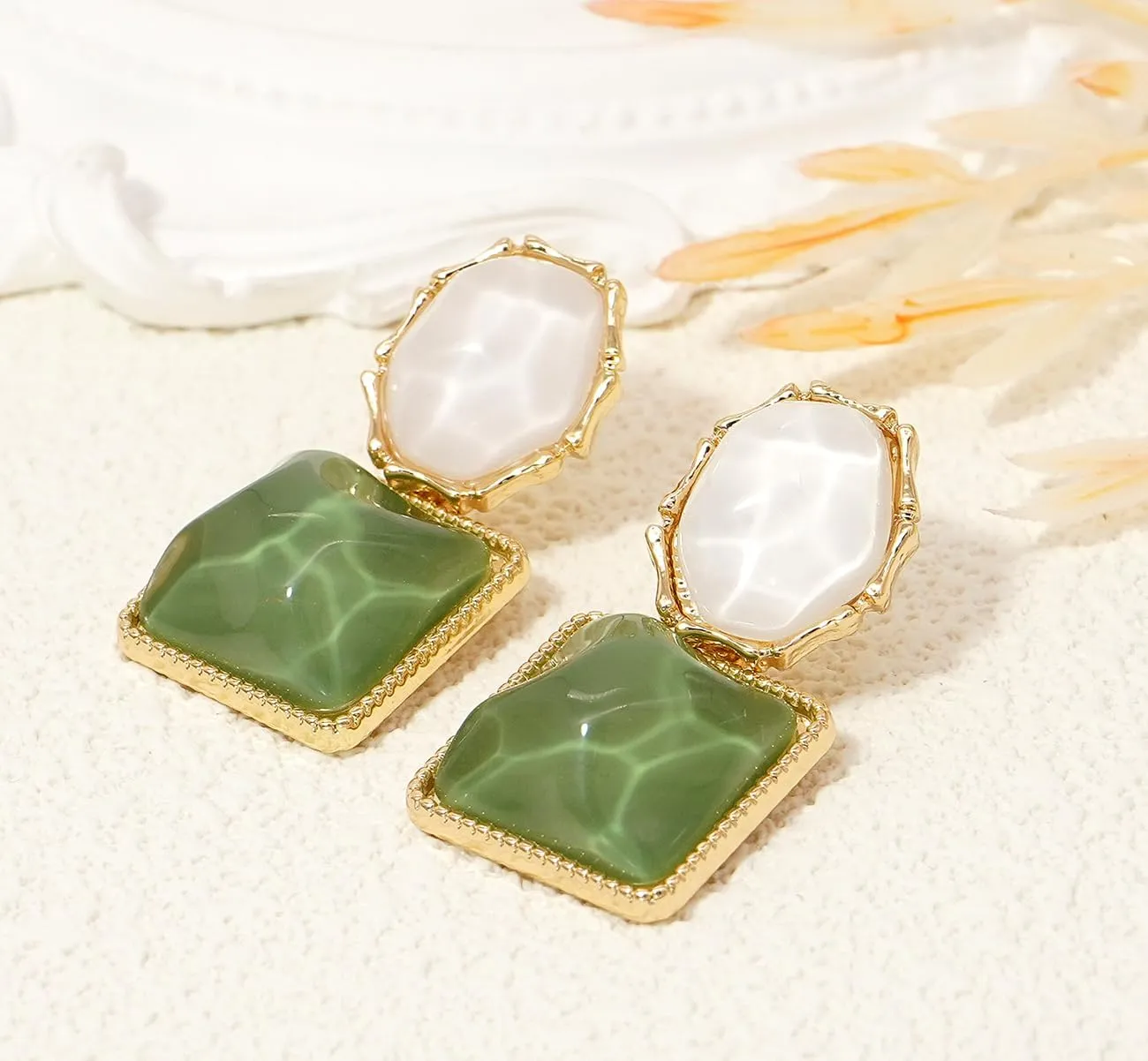 Asymmetrical Earrings for Women Boho Resin Dangle Earrings Acrylic Water Ripple Earring