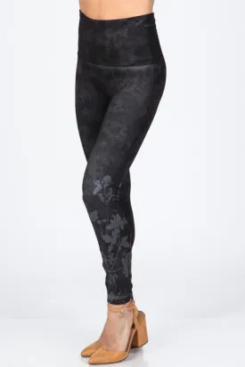 B4222XLT Extended High Waist Leggings Brown Floral Print