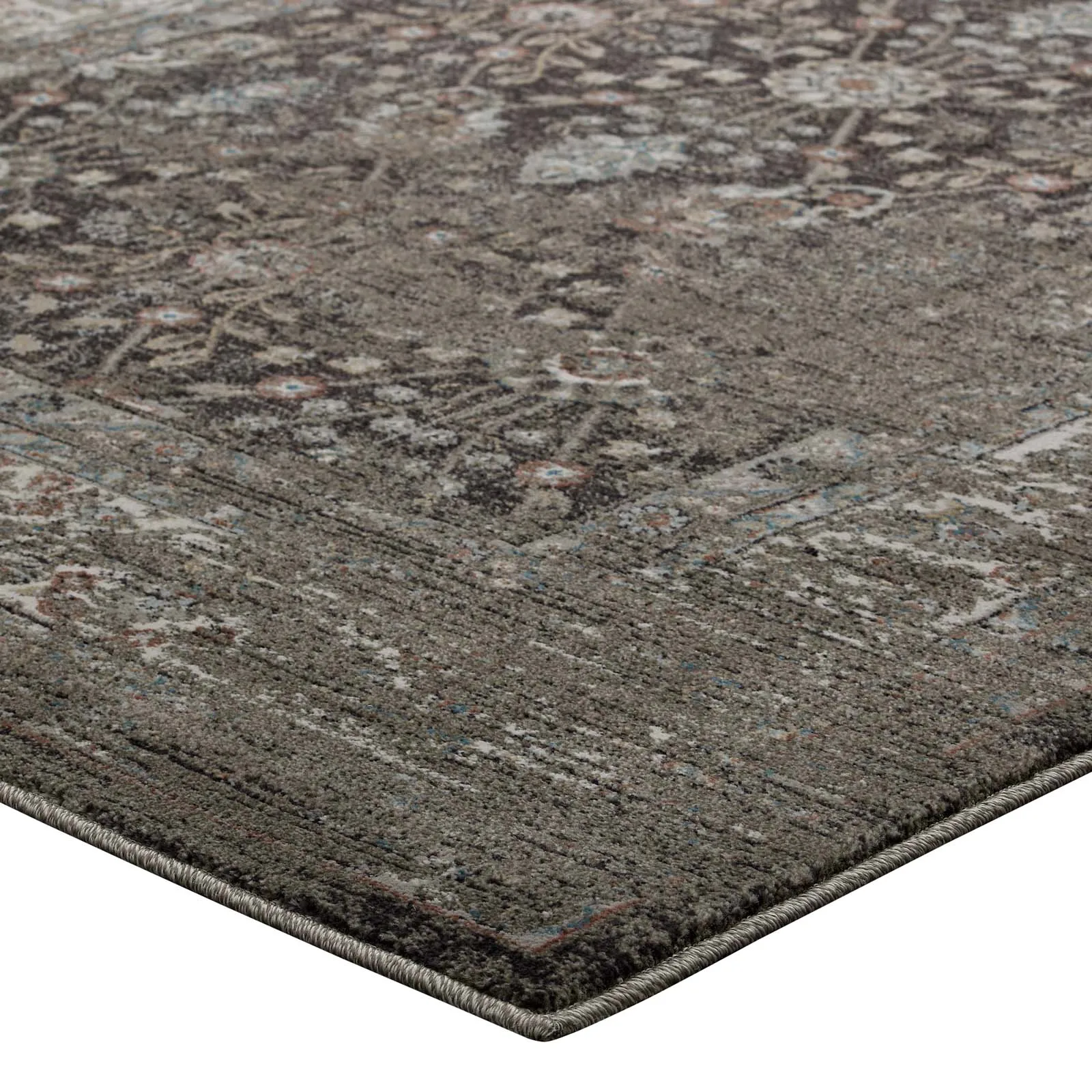 Berit Distressed Vintage Floral Lattice Area Rug by Modway