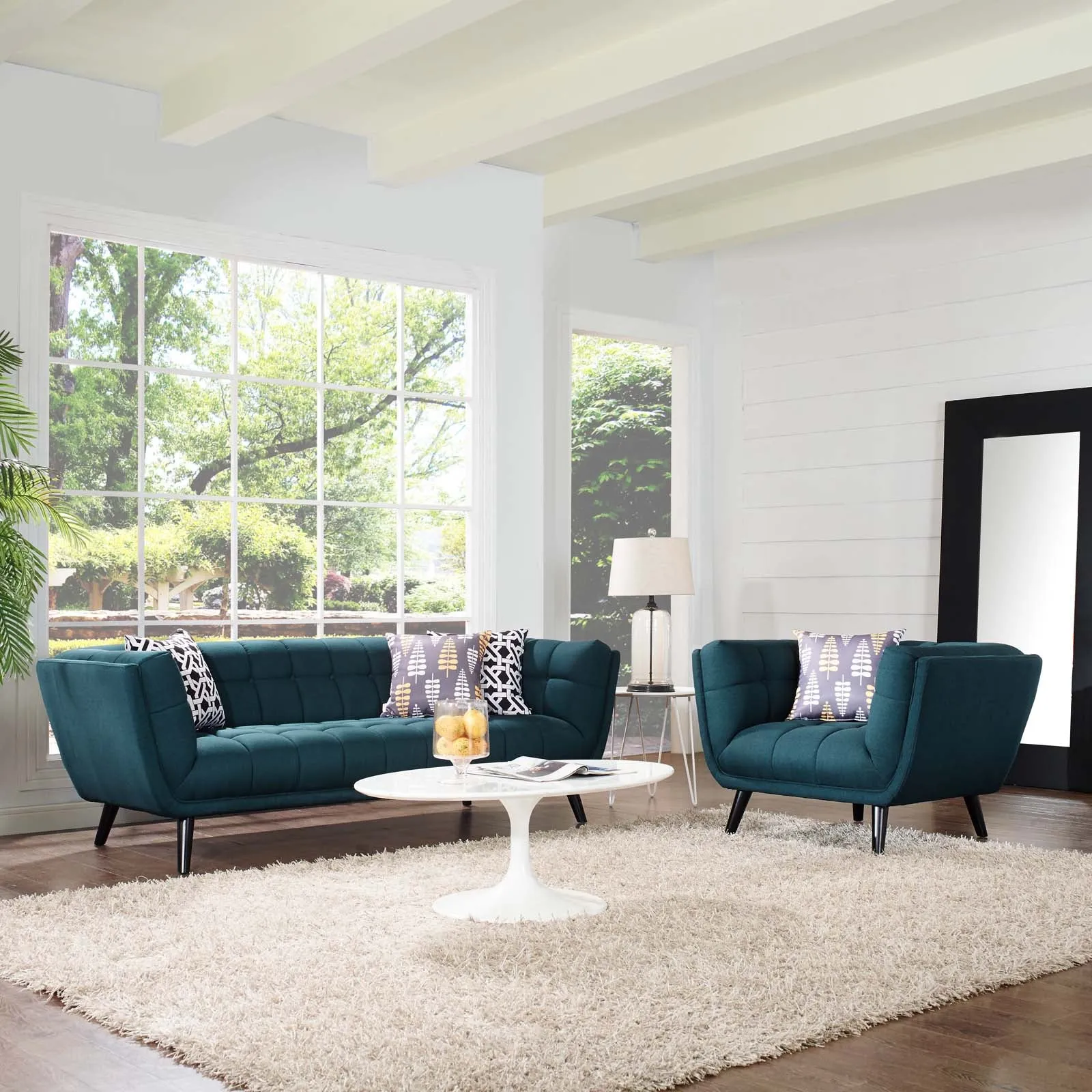 Bestow 2 Piece Upholstered Fabric Sofa and Armchair Set by Modway