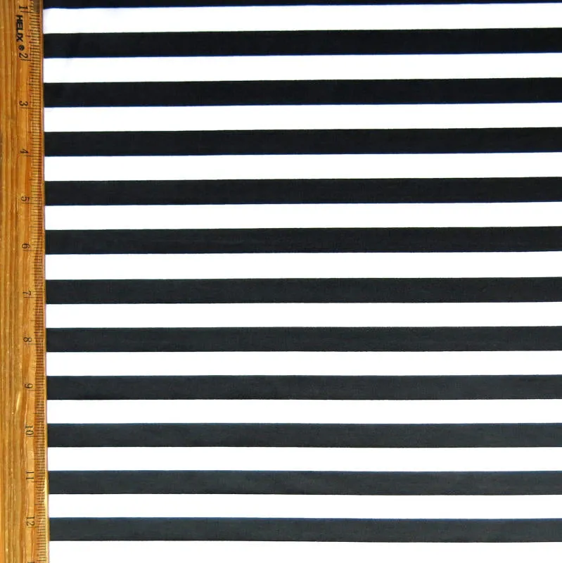 Black and White 1/2 Stripe Nylon Spandex Swimsuit Fabric
