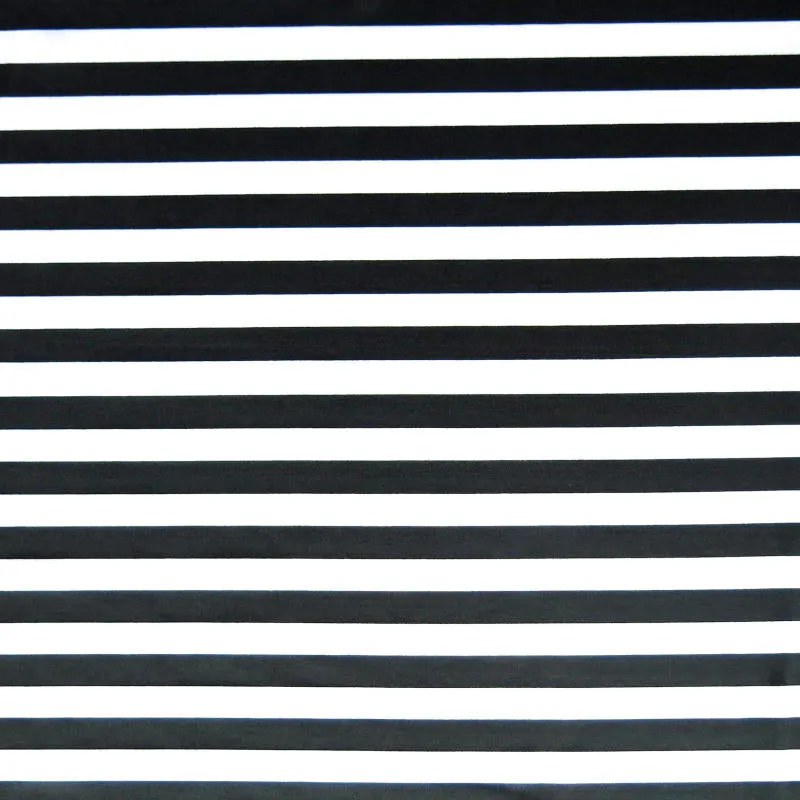 Black and White 1/2 Stripe Nylon Spandex Swimsuit Fabric