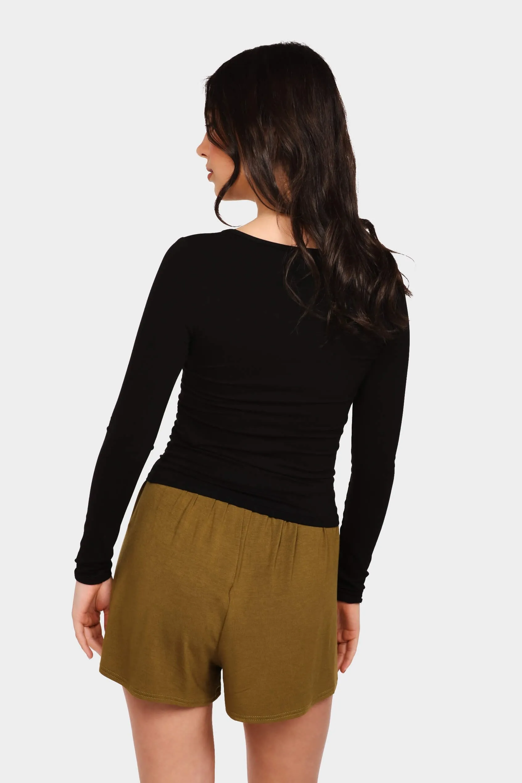 Black Basic Long Sleeve Top