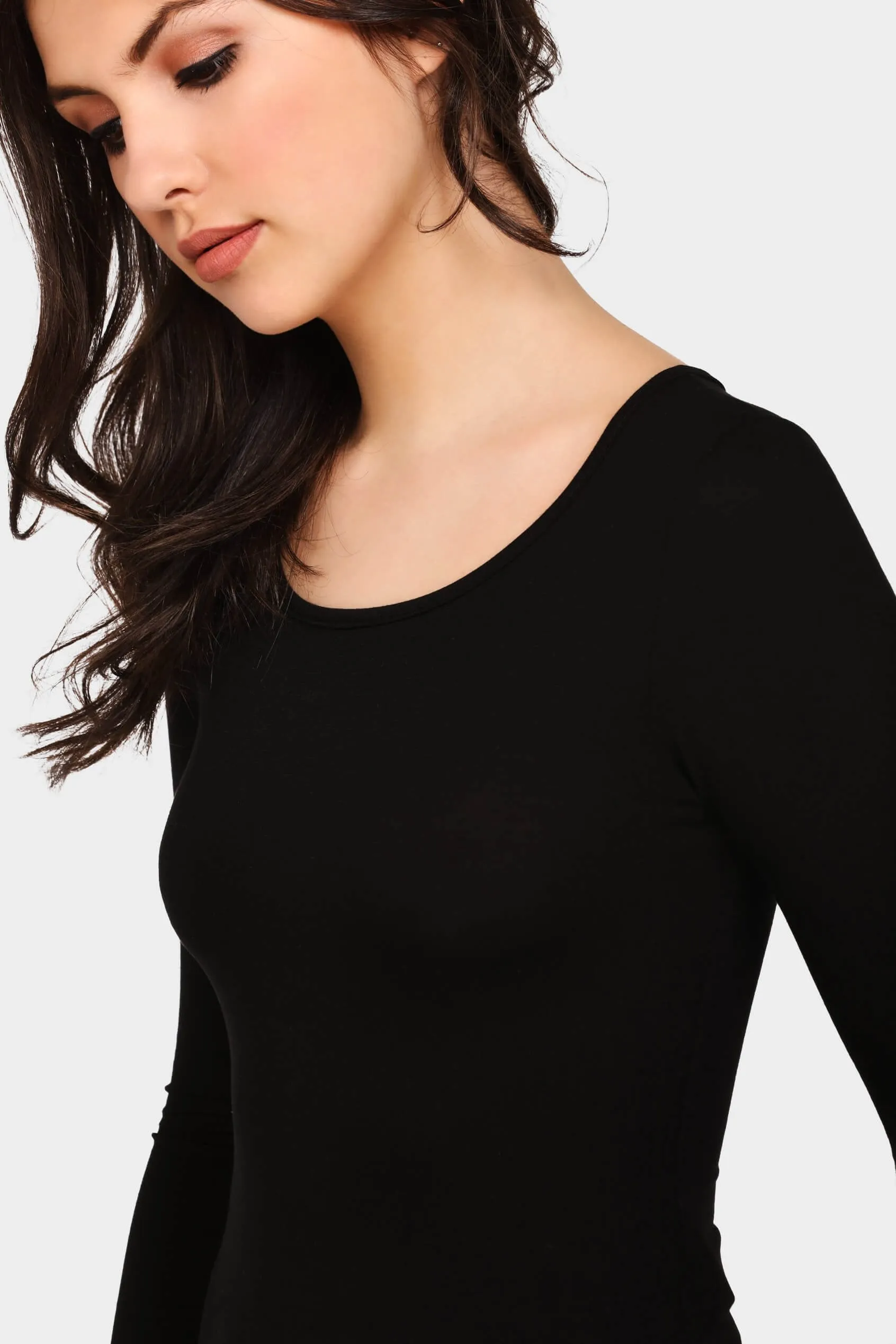 Black Basic Long Sleeve Top