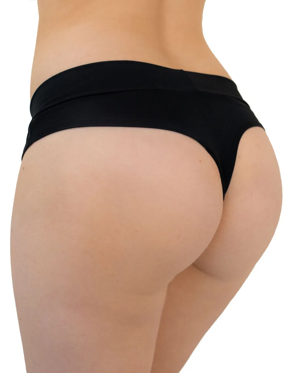Black Matte Solid Thong