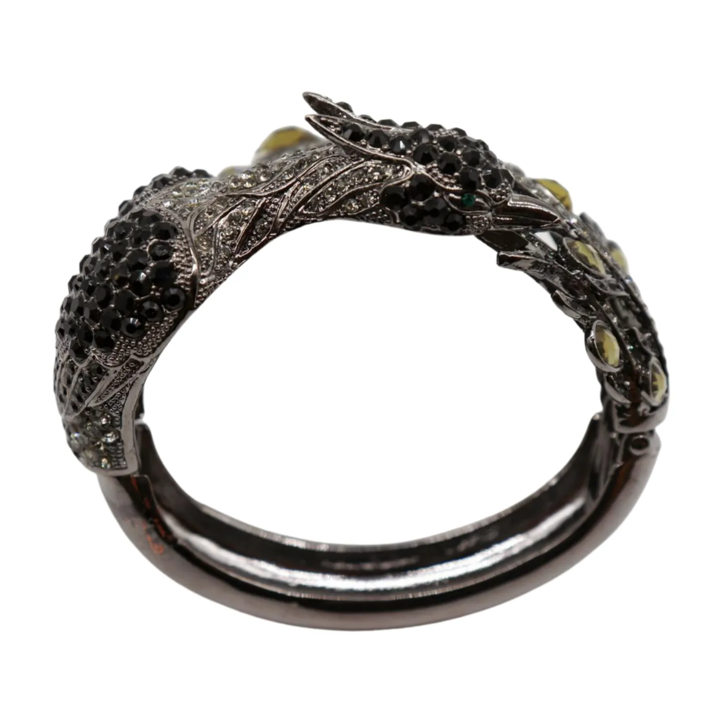 Black Metal Cuff Bracelet Fashion Peacock Feather Bold Statement
