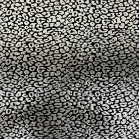 Black | Silver Sahara Leopard Foil Print Nylon Spandex Fabric