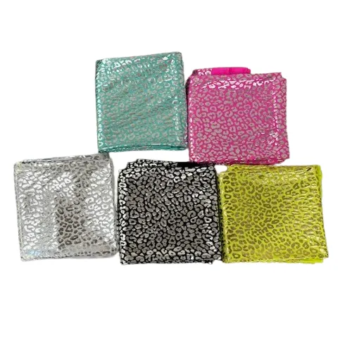 Black | Silver Sahara Leopard Foil Print Nylon Spandex Fabric