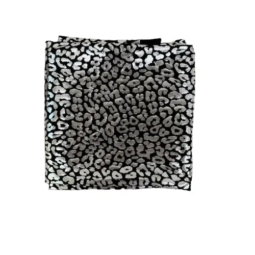 Black | Silver Sahara Leopard Foil Print Nylon Spandex Fabric