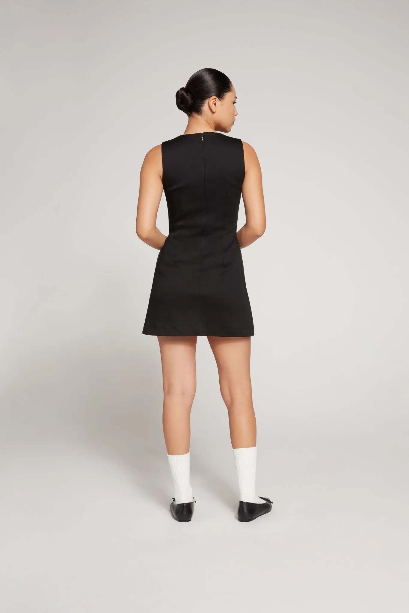 BLACK STRETCH MINI DRESS