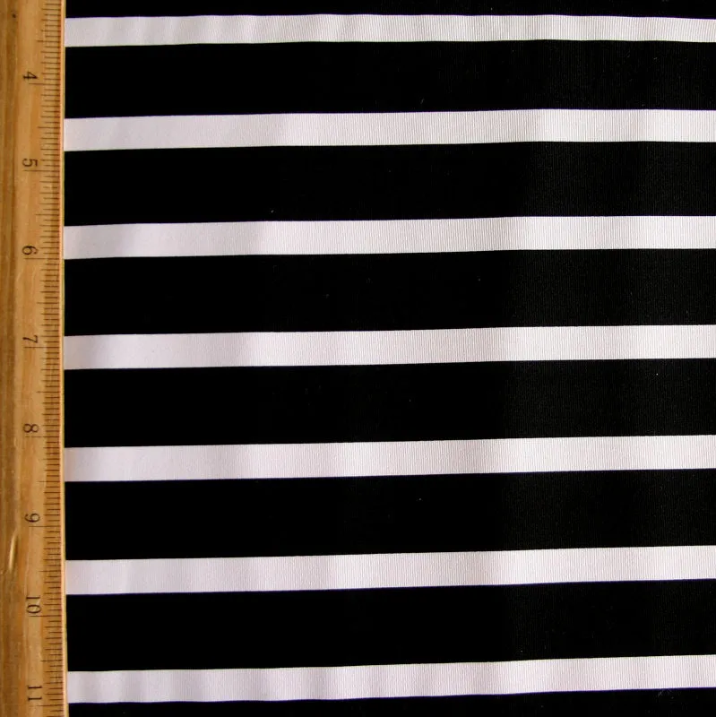 Black/White Twin Positive Stripes Nylon Lycra Swimsuit Fabric