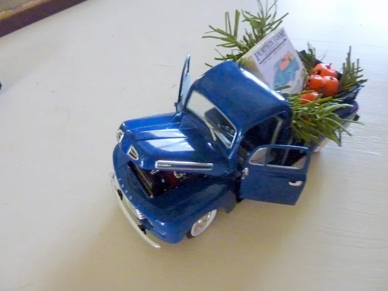 Blue metal truck, Farmhouse decorations, Farmhouse truck