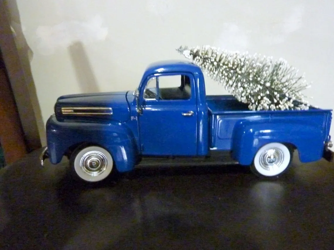 Blue metal truck, Farmhouse decorations, Farmhouse truck