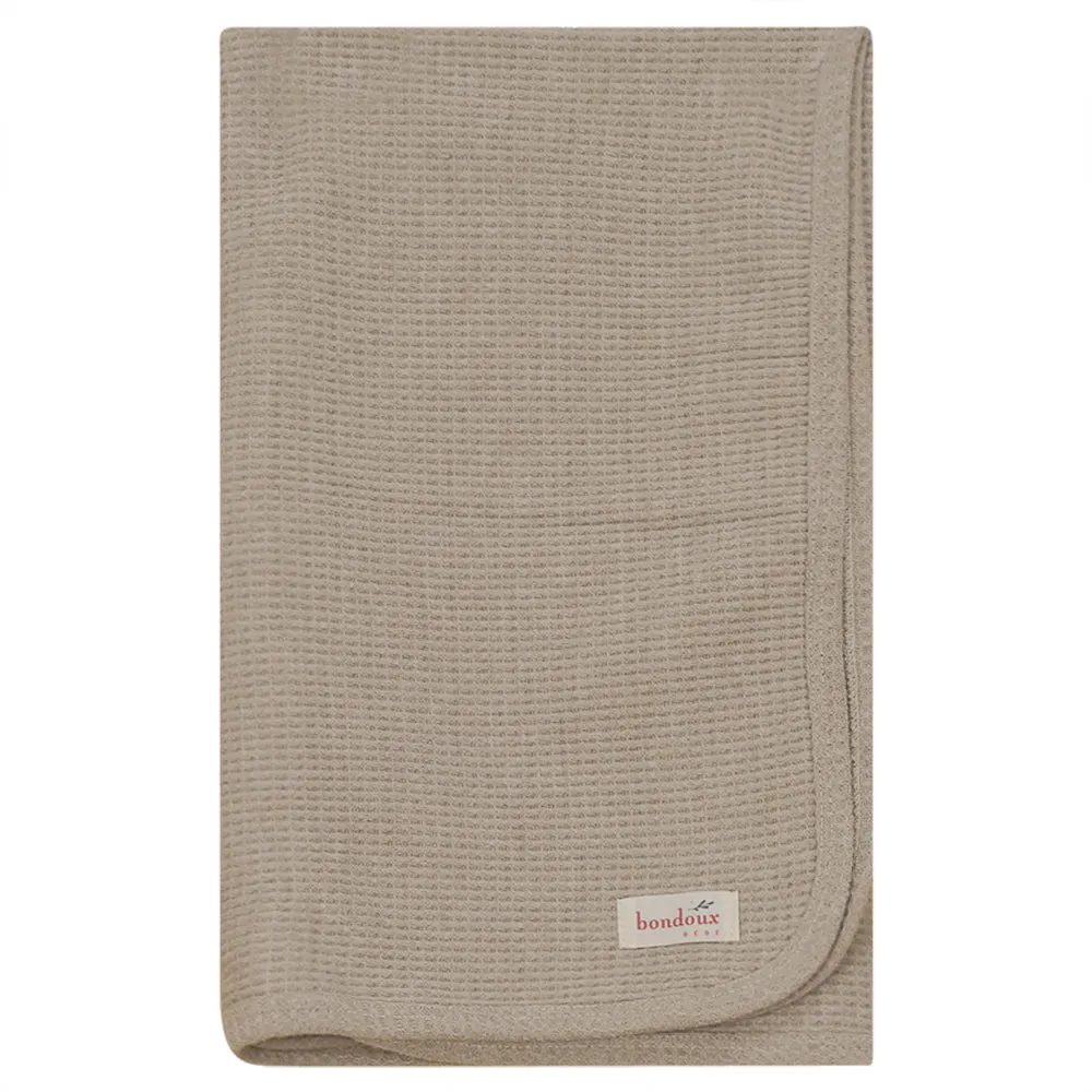 Bondoux Bebe Beige Waffle Knit Blanket
