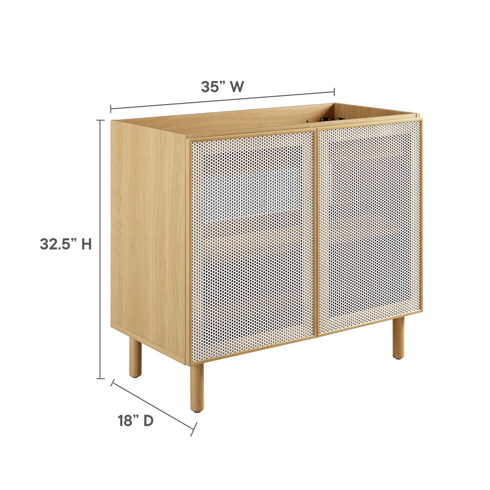 Calla 36" Perforated Metal Bathroom Vanity Cabinet (Sink Basin Not Included) by Modway