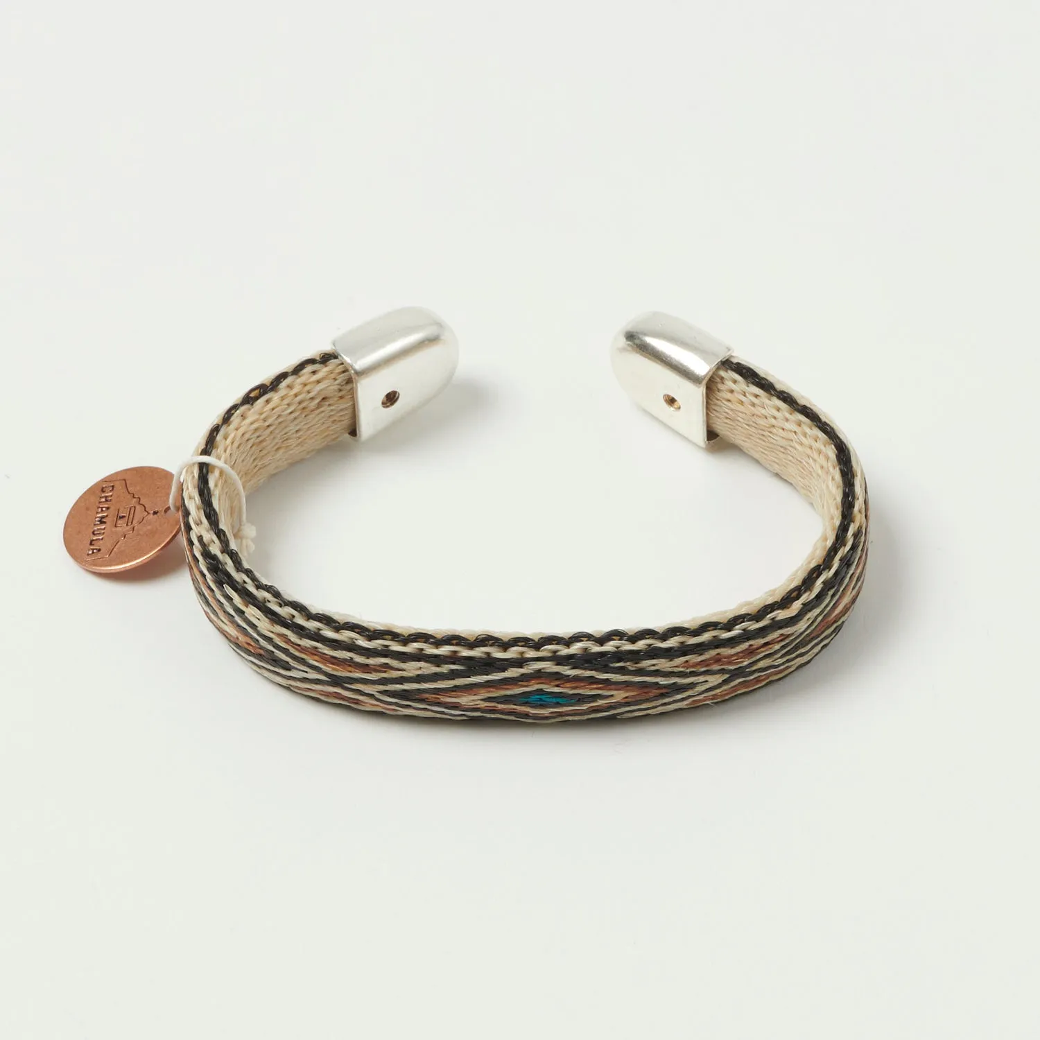 Brown, White, and Turquoise Chamula Bendable Horsehair Bracelet