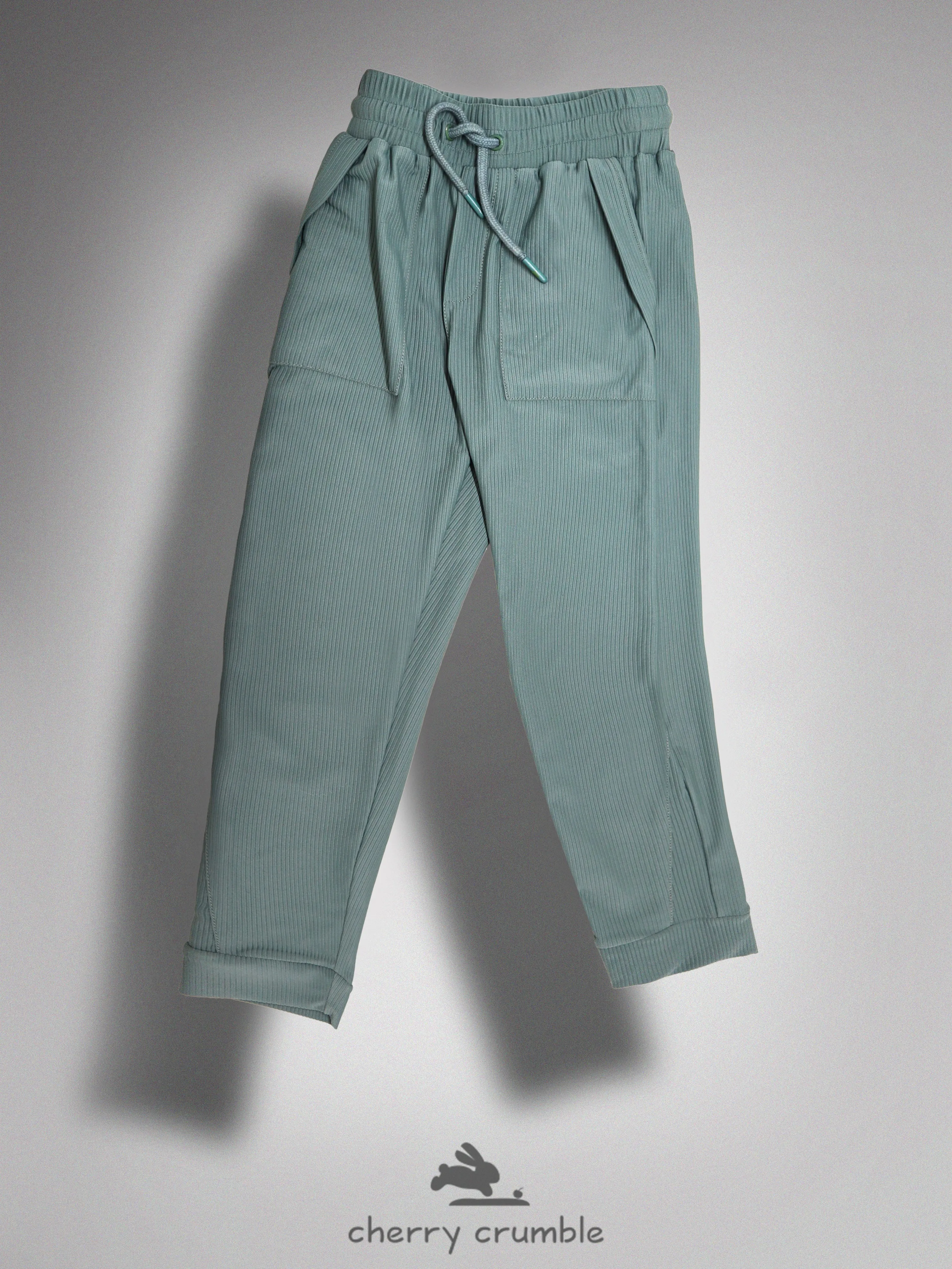 Cherry Crumble Unisex Green Self Texture Stripe Trouser